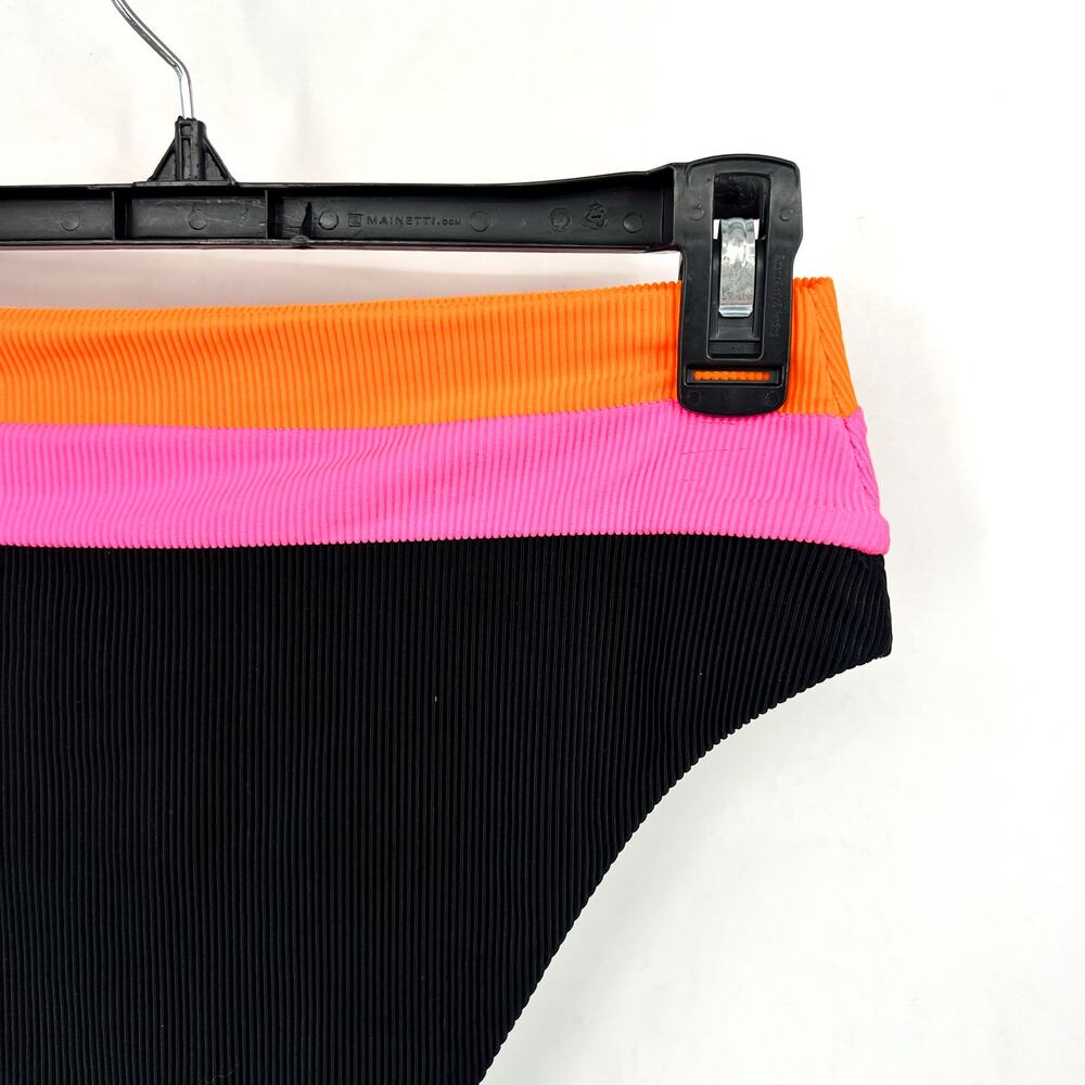 BEACH RIOT Heidi Colorblock High Waist Bikini Bottoms Medium Black Orange NWT - Picture 9 of 14